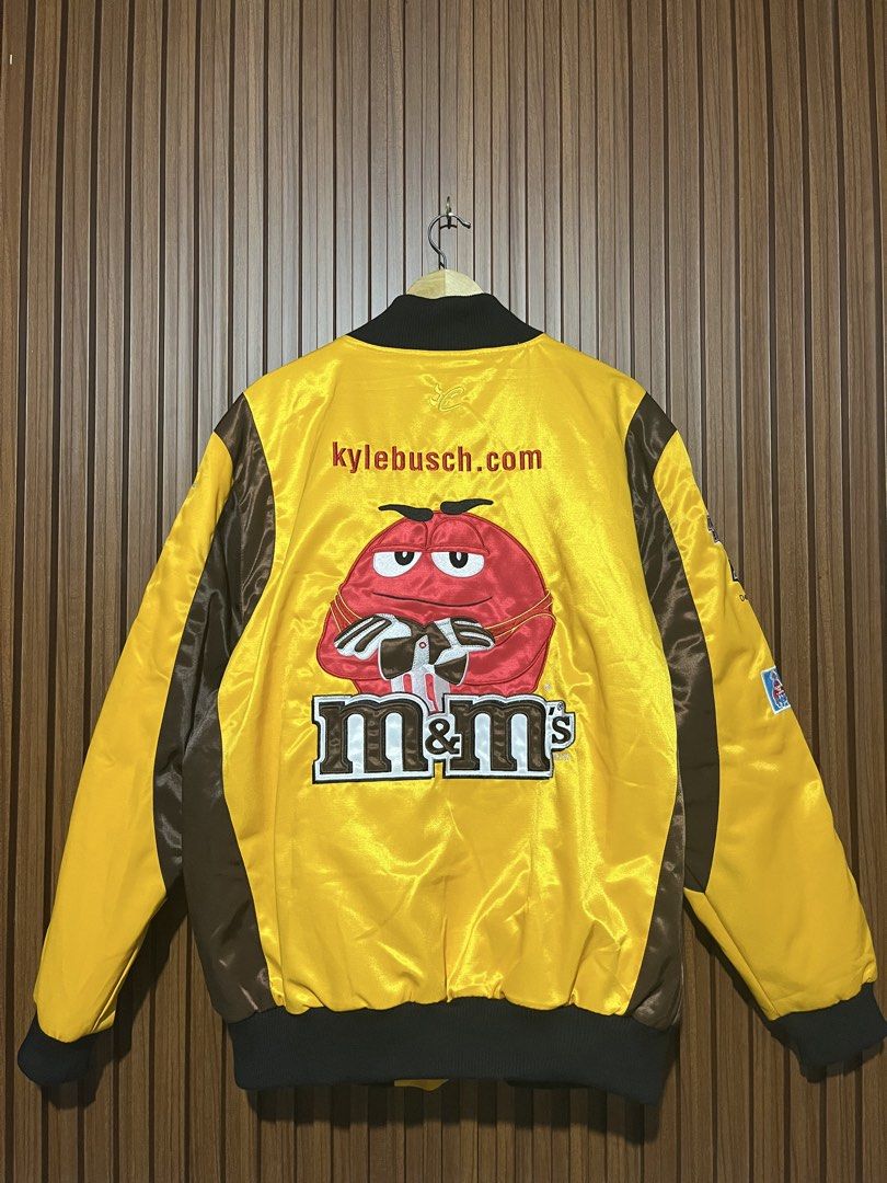 M&M's NASCAR Jacket (Category: Coats, Jackets and Outerwear) located in Kalibo. Submitted by gogettathrift (Listing ID 1424363456, Image 2). Description: M&M’s NASCAR Racing Jacket Brand New Size XL on tag 25x30 dimensions 15k Market Value Selling for only ₱8,00” 📍Kalibo, Aklan 🚚 Ships nationwide via J&T or LBC 🤝 MOP: GCash 09498394907 Joseph Alvarez #Streetwear #GoGettaThrift- Authentic M&M's NASCAR Jacket - Size: XL - Color: Yellow satin wit