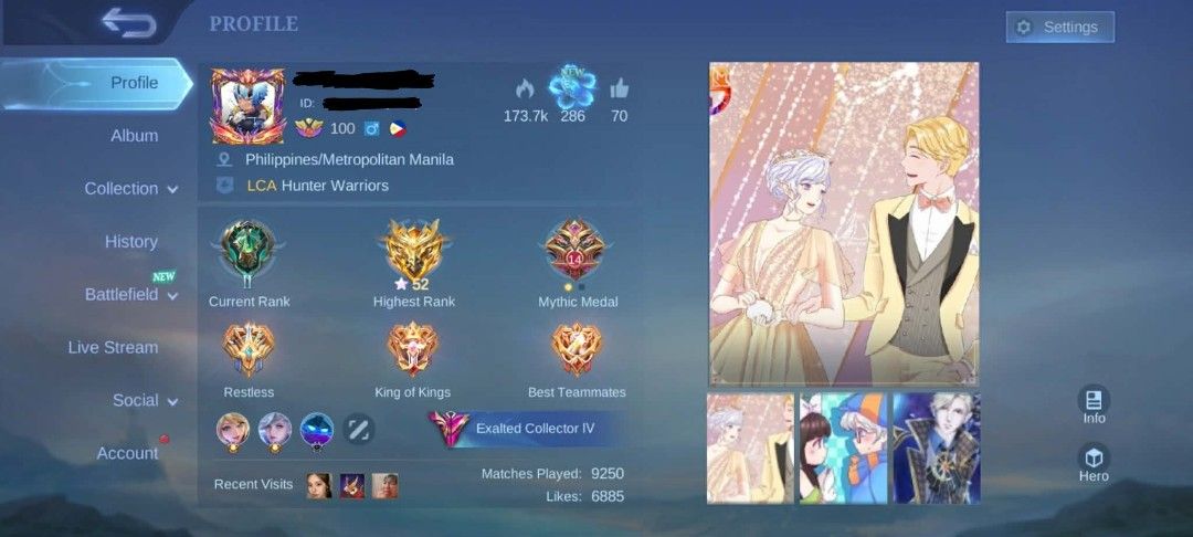 Mobile Legends Account - Exalted Collector IV (Category: Others) located in Manila. Submitted by scribble.diddle (Listing ID 1424474094, Image 1). Description: WTS | EXALTED COLLECTOR IV | 347 SKINS | CLEAN BIND Price: 2.5k Skin Count: 347 Skins Collector Level: Exalted Collector IV Top Skins: - Roger "Grimlock" Transformers Collab - Natalia "Guardian of Death" (Collector) - Badang "Fist of Zen" (Collector) Current Rank: Epic II TERMS: Mode of Pa