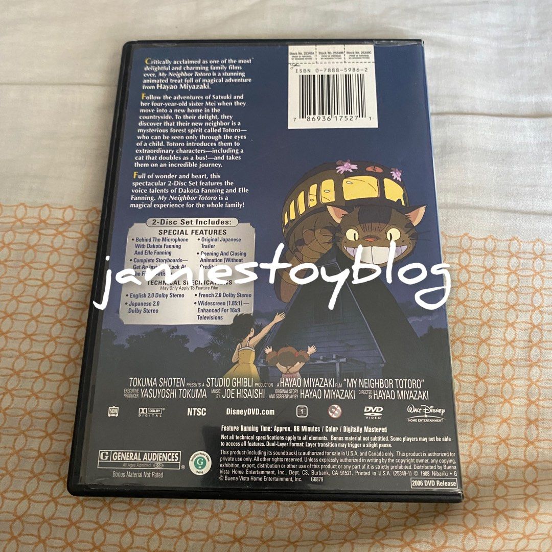 My Neighbor Totoro 2-Disc DVD Set (Category: CDs & DVDs) located in Quezon City. Submitted by ohitsninja (Listing ID 1424390843, Image 2). Description: - Studio Ghibli My Neighbor Totoro 2-disc DVD set - Disney release - Includes special features - Original case included - English and Japanese audio - As is Pay by Gcash Delivery shouldered by buyer I DO NOT USE COD OR SCO..