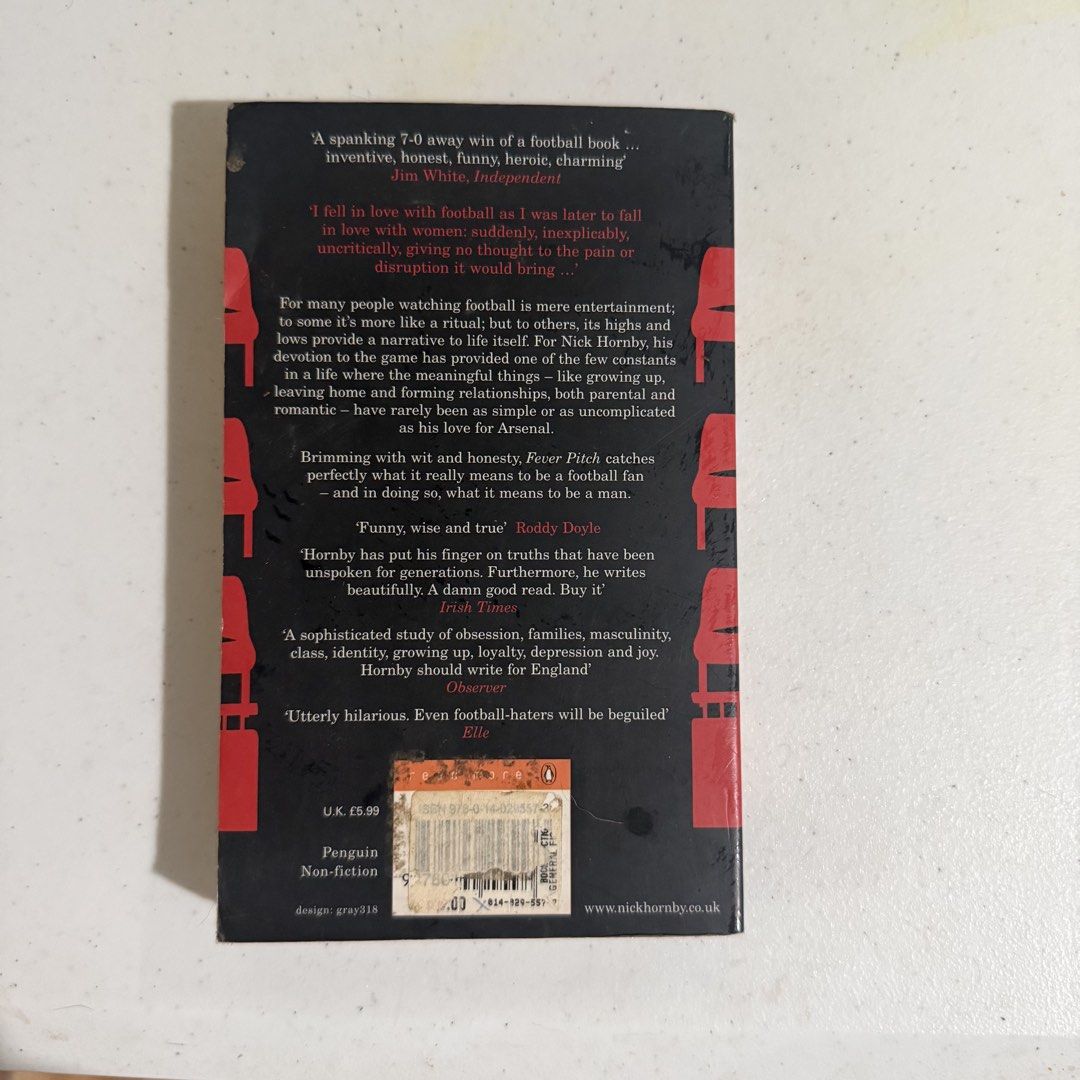 Nick Hornby Fever Pitch Paperback (Category: Storybooks) located in Antipolo. Submitted by bookcycledph (Listing ID 1424361607, Image 3). Description: - Fever Pitch by Nick Hornby - Paperback edition - Published by Penguin (Non-fiction) - English language .