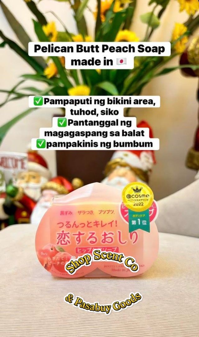 Pelican Butt Peach Soap (Category: Bath) located in Iloilo. Submitted by krizzzie (Listing ID 1424383235, Image 1). Description: - Pelican Butt Peach Soap (Japan-made) for whitening and smoothing. - Targets bikini area, knees, and elbows. - Removes rough skin and softens the bum. - Awarded @cosme 2022 winner! 💯 Bought from Japan.