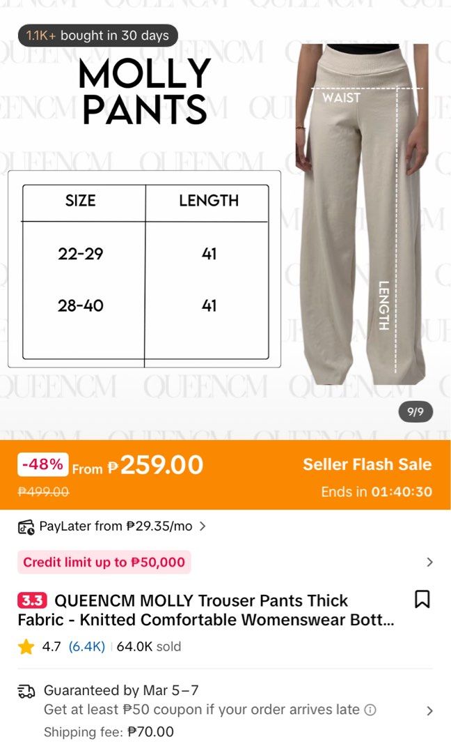 QUEENCM MOLLY PANTS (HARPER PANTS) (Category: Other Bottoms) located in Angeles City. Submitted by xtinedoyt16 (Listing ID 1424497595, Image 2). Description: QUEENCM MOLLY PANTS IN SHADE EGGSHELL SIZE 25-40 RFS: DECLUTTERING IN VERY GOOD CONDITION TRIED ONLY.