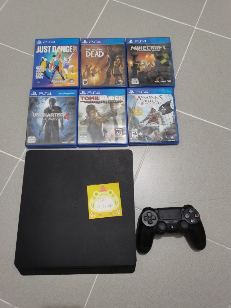 [RUSH SALE/SWAP] PS4 Slim 1TB (Category: PlayStation) located in Quezon. Submitted by sgr_253 (Listing ID 1424464036, Image 2). Description: PS4 Slim 1TB + 6 games free and 1 controller. Rush sale!! Negotiable! Can also be for trade (can be iPhone or any). Need funds to buy a new working phone, since mine finally broke (borrowing parent's phone rn) and I need a working camera for class and work I don't use my PS4 anymore, but it has a few shallow