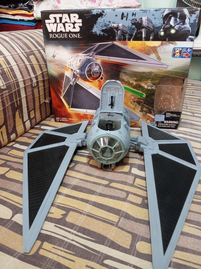 Star Wars Rogue One TIE Striker (Category: Vehicle & Diecast Models) located in Malabon City. Submitted by blackscent (Listing ID 1424428331, Image 1). Description: - Star Wars Rogue One TIE Striker toy - Includes TIE Striker vehicle and figure - Original box included - Detachable wings - Cockpit opens Meetup near malabon areas only. Can also do pasay but by schedule. Sf will be shouldered by buyer if by delivery.