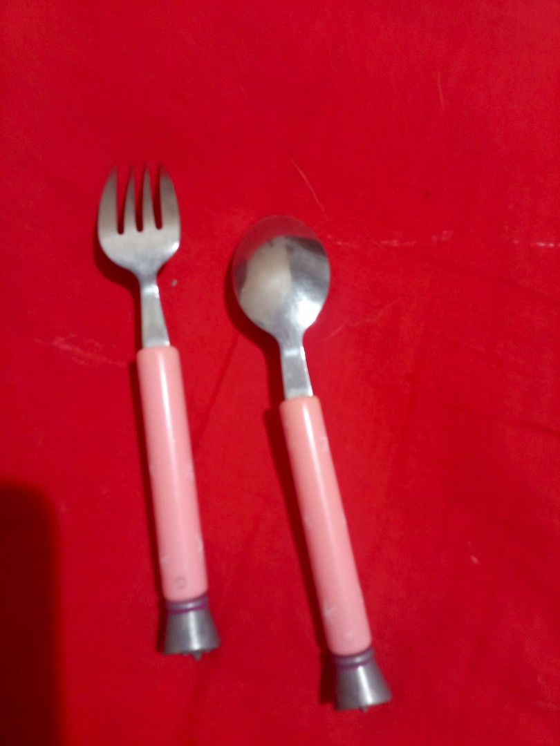 Vintage Barbie Spoon and Fork Set (Category: Dinnerware & Cutlery) located in Marikina City. Submitted by picker_seller17 (Listing ID 1424346094, Image 3). Description: - Barbie spoon and fork set - Pink handles with Barbie logo - Gray handle bottoms - Made of metal - Ideal for Barbie enthusiasts.