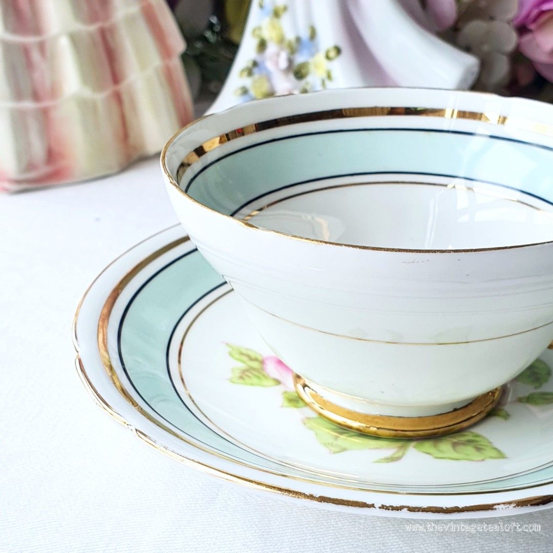1950s Stanley Cabbage Rose Teacup Duo485393470976184322