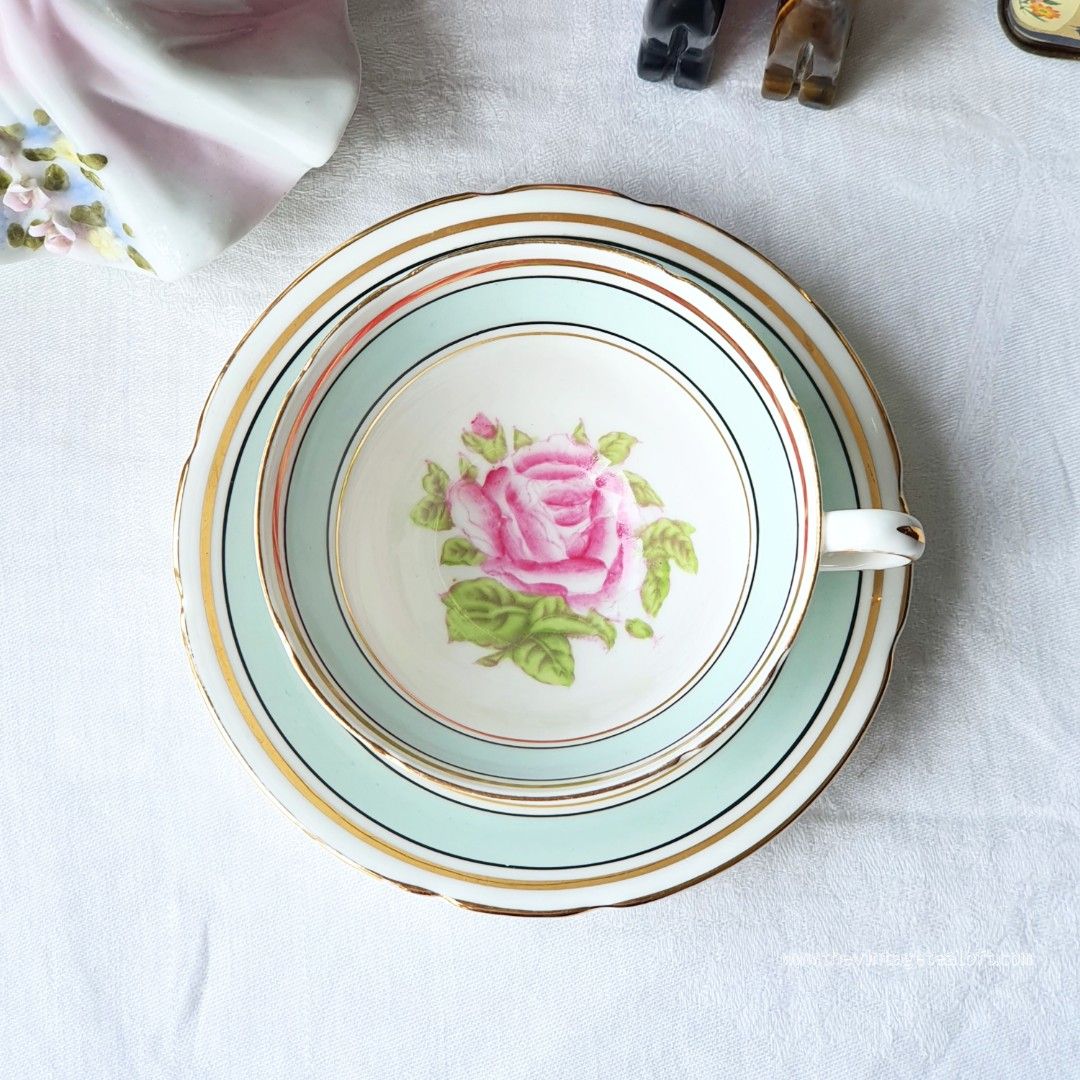 1950s Stanley Cabbage Rose Teacup Duo485393470976184324