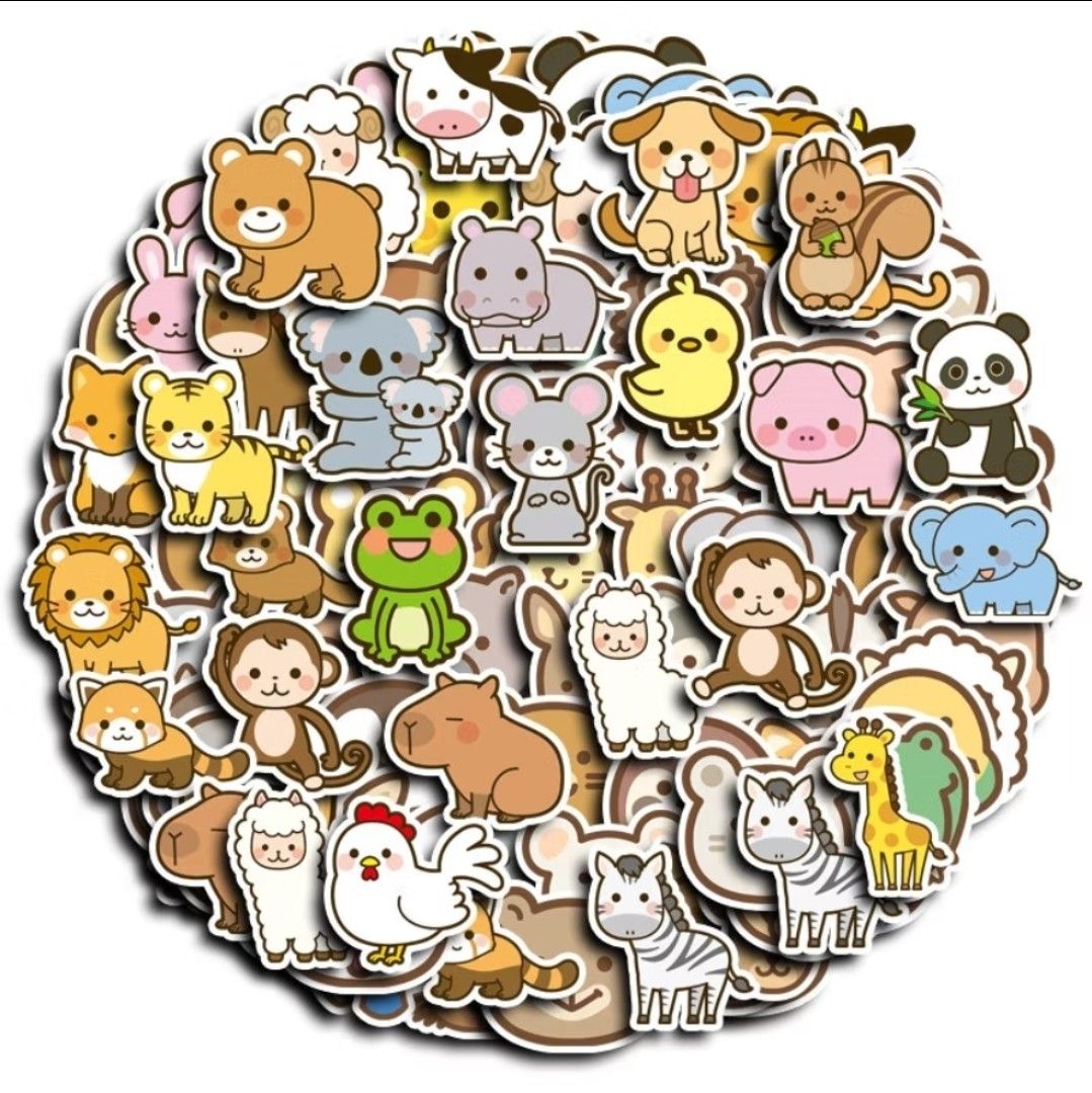 ($3 FOR MIX) 100 cute animal waterproof laptop scrapbook stickers ...