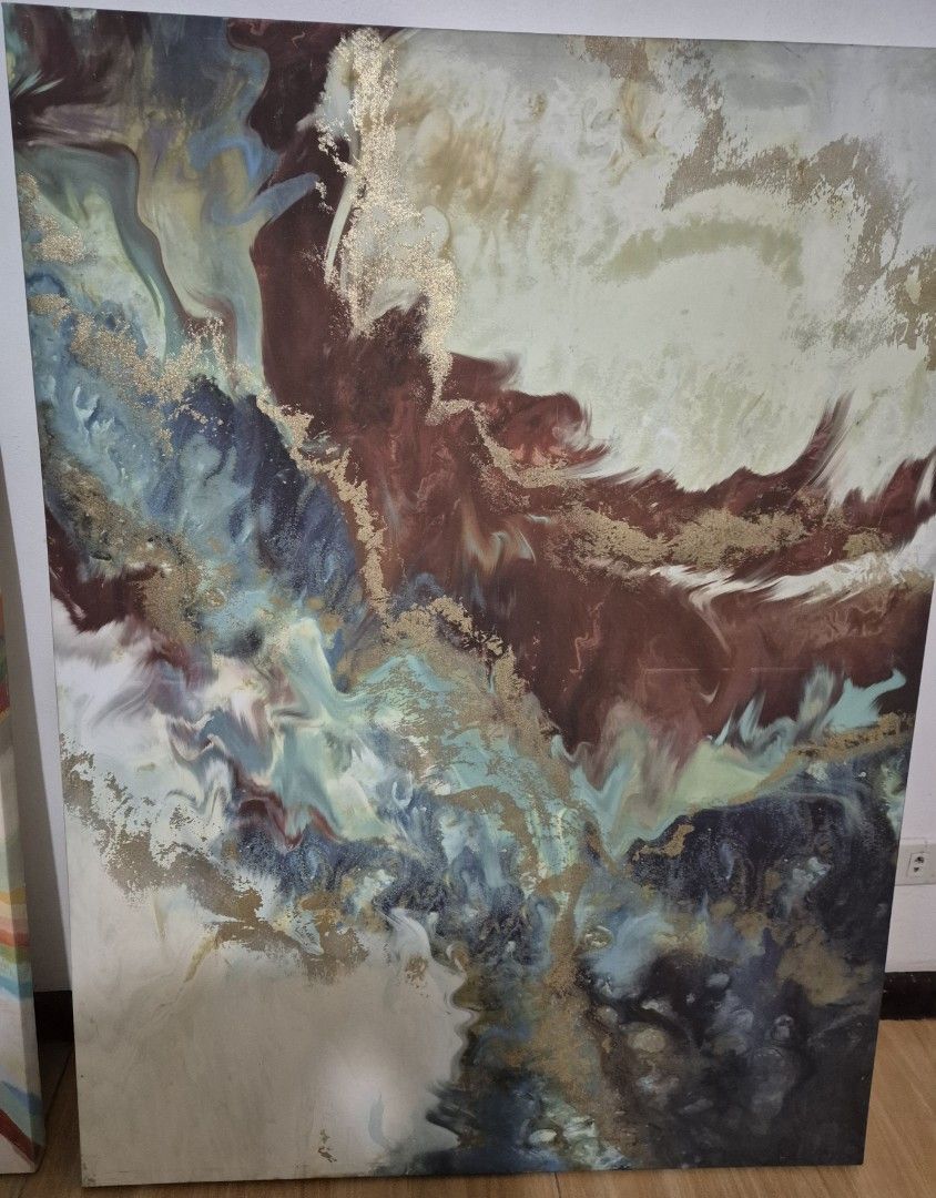 Abstract Art Paintings Set (Category: Art & Prints) located in Muntinlupa City. Submitted by el_dritchknight (Listing ID 1429254617, Image 3). Description: Contemporary Paintings ✨️Special Mother's Birthday Sale - P2500 each✨️ Perfect for: Furnishing a new home, condo, office, or Airbnb unit with ready-made art! 1️⃣ Large Abstract Canvas with Gold Accents - Size: Approx 36" x 48" (90cm x 120cm). Features stunning gold/metallic leaf details. Unfra