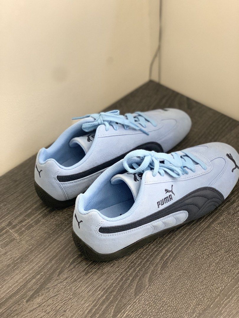 Authentic Puma Speedcat Sneakers - Baby Blue (Category: Sneakers) located in Mandaluyong City. Submitted by lgariba (Listing ID 1429313673, Image 1). Description: 1. Light blue suede Puma Speedcat OG with a sleek, low-profile motorsport design—clean, minimal, and stylish. 2. Classic Puma Speedcat in baby blue featuring soft suede, slim silhouette, and signature racing-inspired look. 3. Fresh light blue Puma Speedcat OG—lightweight, comfortable, a
