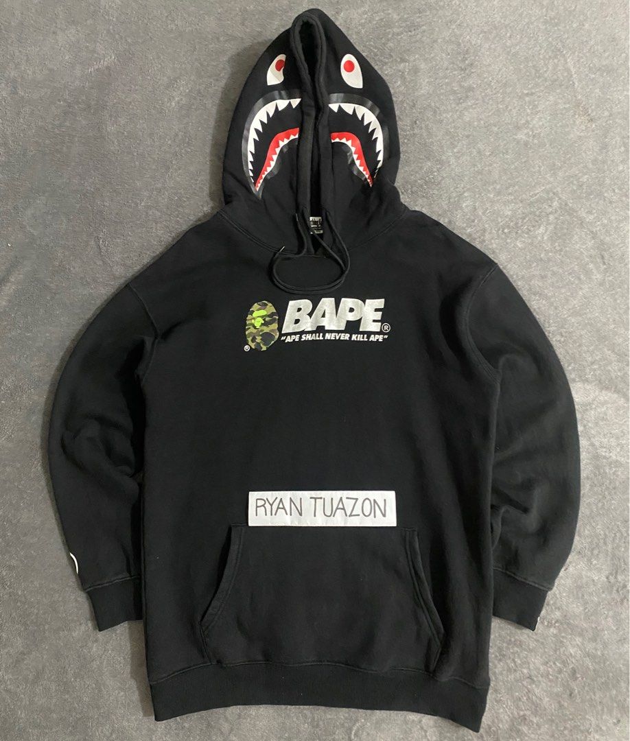 BAPE Hoodie (Category: Coats, Jackets and Outerwear) located in Lubao. Submitted by thriftlangph (Listing ID 1429205027, Image 1). Description: 🏷P799 + SF BAPE Hoodie 22W x 29L 9/10 color rate Excellent Honest issue nahawa lang yung backprint ng pink.