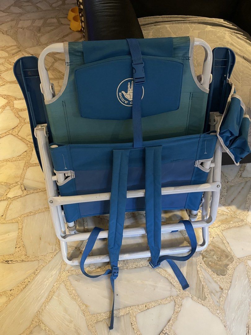 Beach chair reclinable and bed stand (Category: Chairs) located in Makati City. Submitted by jp_finds (Listing ID 1429184369, Image 3). Description: Body Glove brand Beach chair Reclinable to total bed Easy to carry with straps Heavy duty Makinis .