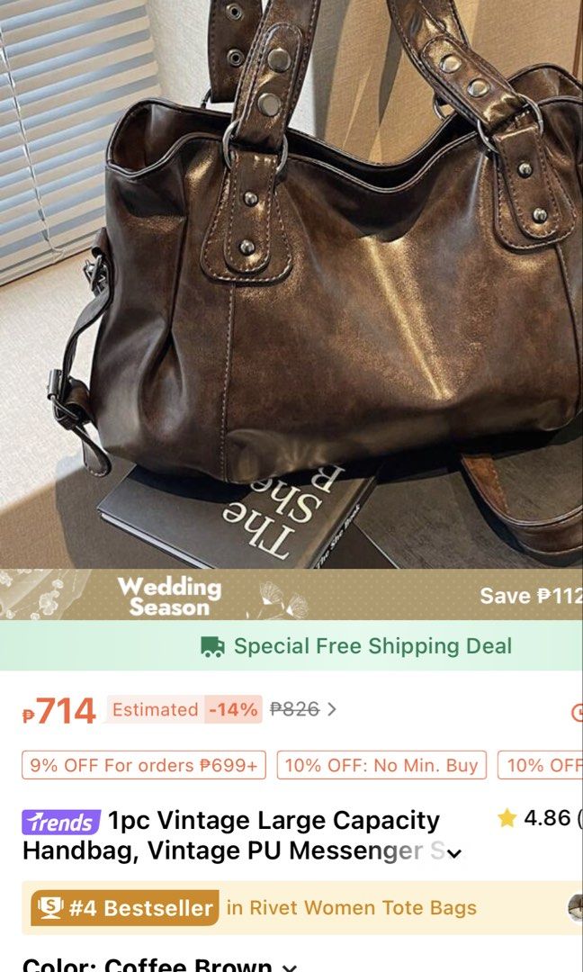 Brown Vintage Large Capacity Handbag (Category: Luxury Bags & Wallets) located in Rizal. Submitted by declu77er (Listing ID 1429290273, Image 2). Description: - Brown vintage handbag - Large capacity… can fit 16 inch laptop .