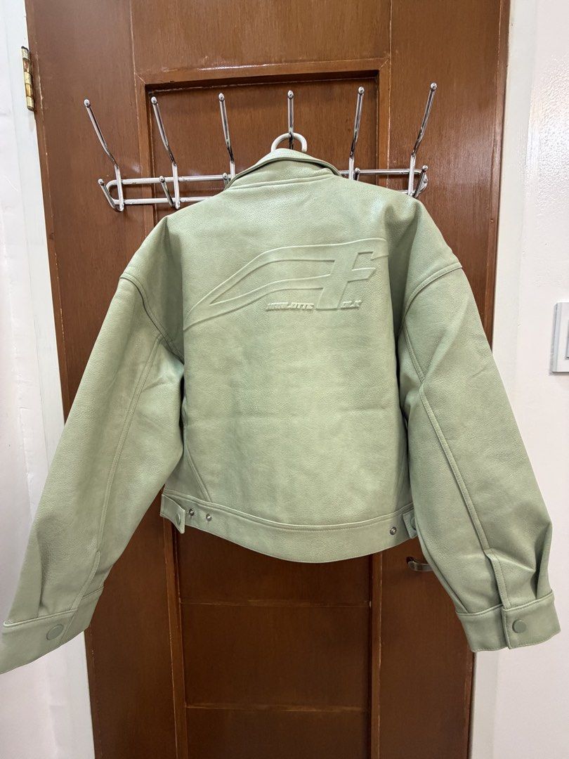 Charlotte Folk Green Jacket (Category: Coats, Jackets and Outerwear) located in Angeles City. Submitted by exate (Listing ID 1429175939, Image 2). Description: Charlotte Folk Index Cropped Leather Jacket Used only once. Size Small.