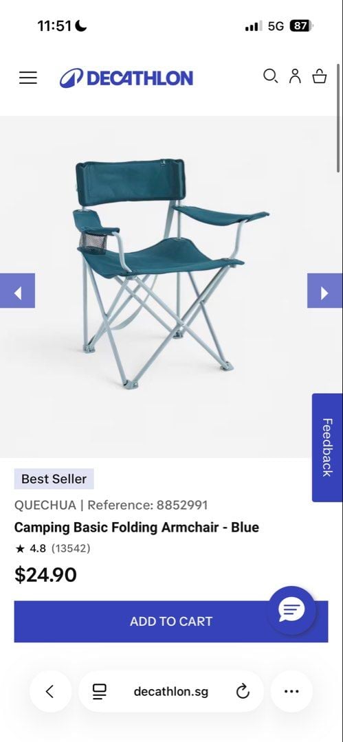 Decathlon Basic Folding Armchair, Sports Equipment, Hiking & Camping on ...