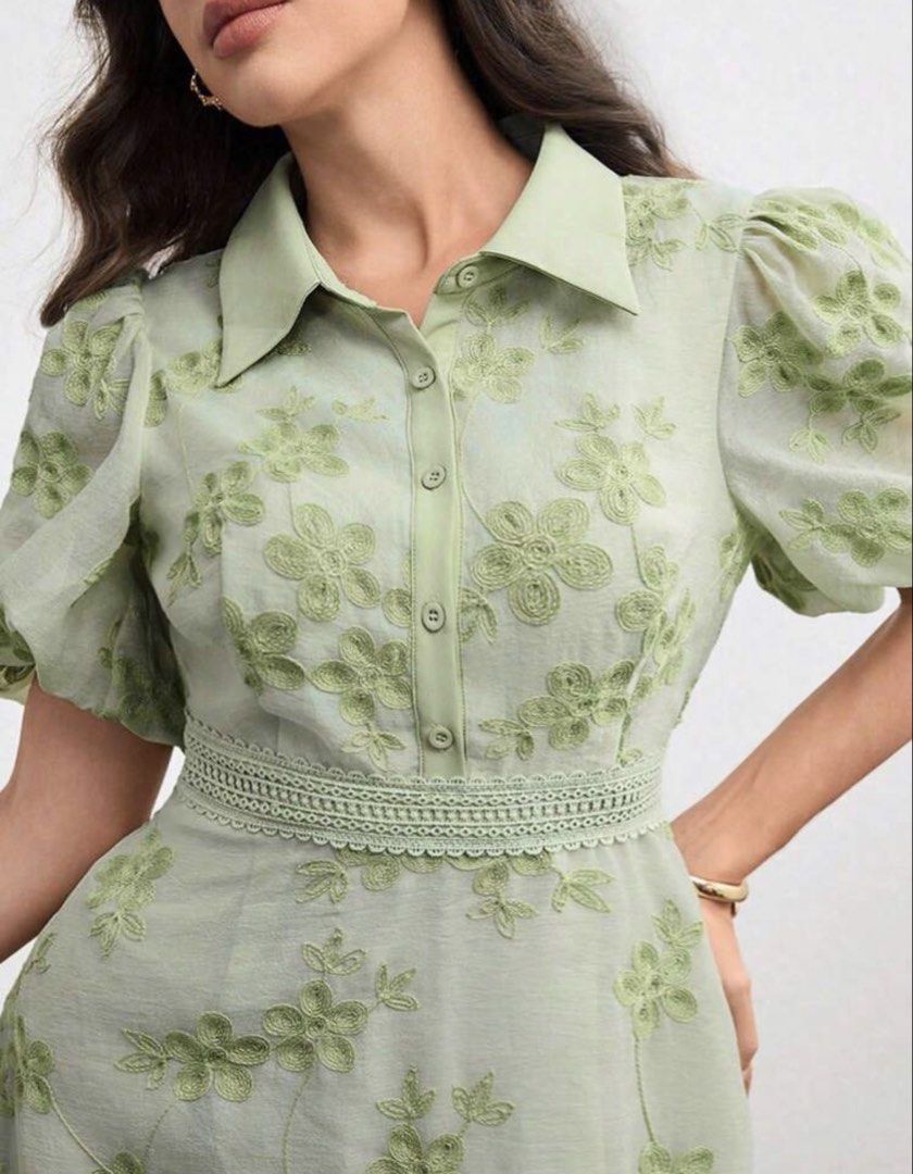 Plus size Floral Embroidered Midi Dress (Category: Dresses) located in Santa Rosa. Submitted by madzweee (Listing ID 1429294300, Image 2). Description: Brand new Shein midi dress Tag size 3xl Originally priced at Php1200++ but selling for only Php800 Never used because it is quite big on me Please refer to the last photo for the exact product measurement Shipping via JnT, sf c/o buyer.