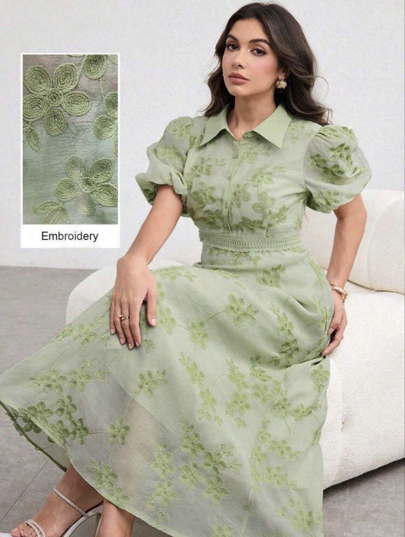 Plus size Floral Embroidered Midi Dress (Category: Dresses) located in Santa Rosa. Submitted by madzweee (Listing ID 1429294300, Image 3). Description: Brand new Shein midi dress Tag size 3xl Originally priced at Php1200++ but selling for only Php800 Never used because it is quite big on me Please refer to the last photo for the exact product measurement Shipping via JnT, sf c/o buyer.