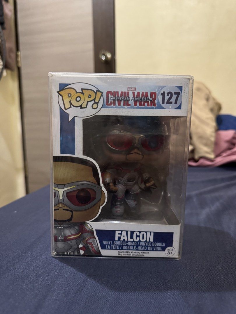 Funko Pop! Marvel Civil War Falcon #127 (Category: Figurines & Statues) located in Cainta. Submitted by pinedaandr02341 (Listing ID 1429285516, Image 1). Description: - BIB - Pop protector not included - More photos upon request Loc: Cainta, Rizal MOP: Gcash MOD: Lalamove, Grab, J&T, LBC.