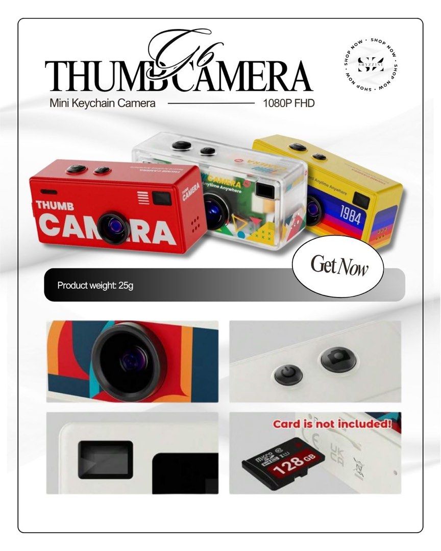G6 Thumb Camera 1080P FHD (Category: Cameras) located in Mandaue City. Submitted by shyzzineph (Listing ID 1429245790, Image 2). Description: 𝐆𝟔 𝐓𝐇𝐔𝐌𝐁 𝐂𝐀𝐌𝐄𝐑𝐀 🎞️ Capture every memory with our viral G6 Thumb Camera! Small enough to fit on your keys, but powerful enough to record your daily vlogs in 1080P FHD. 🧸☁️ ONLY ₱899! 🥂✨ What’s inside the box? • 1x G6 Thumb Camera (Choose your fave color!) • FREE 32GB MicroSD Card 💾 • FREE Ke