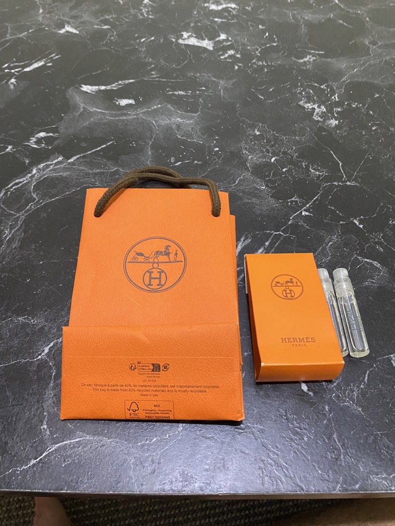 Hermes H24 Perfume 2ml w/ paper bag (Category: Fragrance & Deodorants) located in Pasay City. Submitted by choylazcano (Listing ID 1429168489, Image 1). Description: Perfume set - 500 Paper bag xs - 350 Take all - 750.