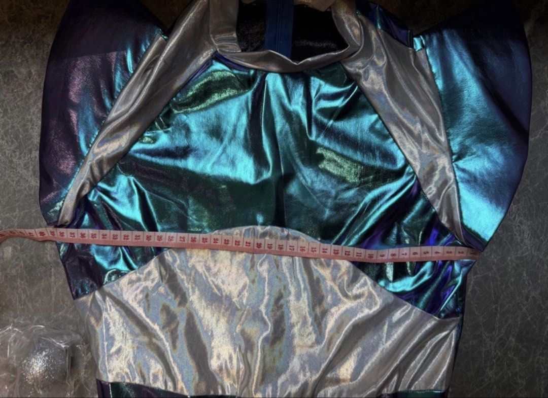 Iridescent Space Costume with Headband (Category: Babies & Kids Fashion) located in Quezon City. Submitted by lightningrush (Listing ID 1429244934, Image 3). Description: - Space-age themed costume - Features a silver and iridescent blue dress - Includes a matching headband Please see photo for measurements.