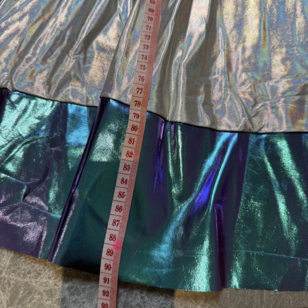 Iridescent Space Costume with Headband (Category: Babies & Kids Fashion) located in Quezon City. Submitted by lightningrush (Listing ID 1429244934, Image 2). Description: - Space-age themed costume - Features a silver and iridescent blue dress - Includes a matching headband Please see photo for measurements.