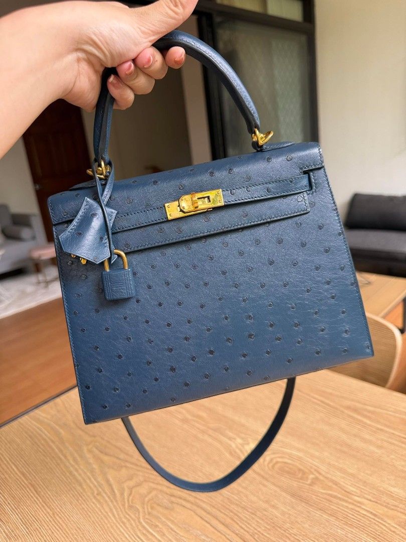 K25 OPEN FOR LAY AWAY (Category: Luxury Bags & Wallets) located in Cabadbaran. Submitted by luxurysourcedbyjinx (Listing ID 1429173727, Image 1). Description: Hermés navy ostrich kelly 25 gold hardwares RANK A Stamp A (2017) With box and paperboy Legit grails certified negotiable.