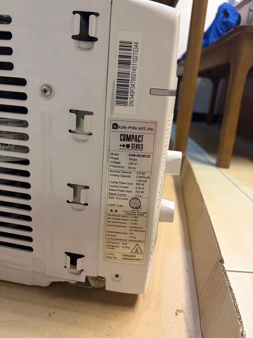 Kolin Compact Series Air Conditioner KAM-55CMC32 (Category: Air Conditioning and Heating) located in Quezon City. Submitted by apsmedown (Listing ID 1429171134, Image 2). Description: Used only for 3-4 mos. RFS: upgrade Orig price bought: 12k .6hp.
