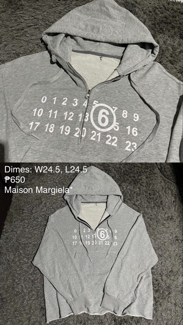 Maison margiela crop hoodie (Category: Hoodies) located in Pasay City. Submitted by centr4l (Listing ID 1429230604, Image 1). Description: DIMES4 W25.5, L24.5 Boxycrop hoodie fit off only good for pesonal wear 650 plus sf pasay loc.