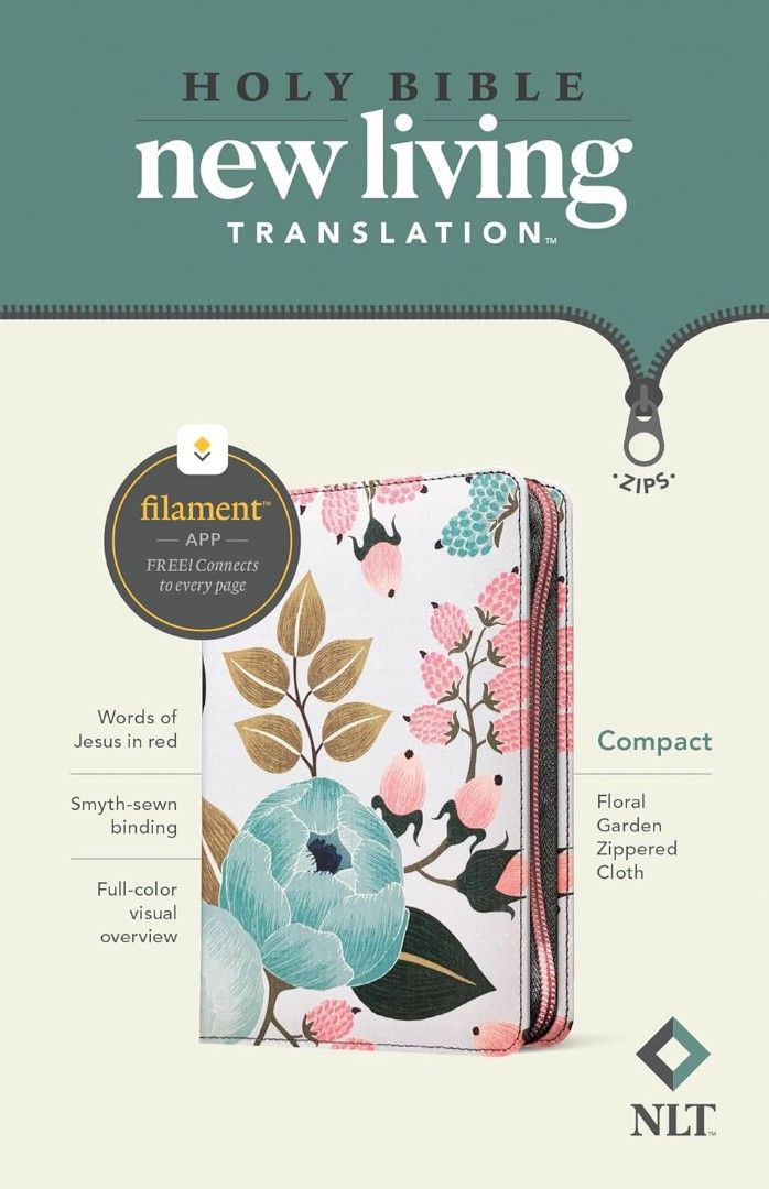 NLT Floral Garden Bible Compact (Category: Religion Books) located in Manila. Submitted by tzevaot51 (Listing ID 1429318687, Image 1). Description: Compact Holy Bible in the New Living Translation. It features a floral garden design with a zippered cloth cover. Includes words of Jesus in red, a Smyth-sewn binding, and a full-color visual overview. It also has a Filament app for free content. ✅ AVAILABLE 💯 📖 How to Order: Please send us your com