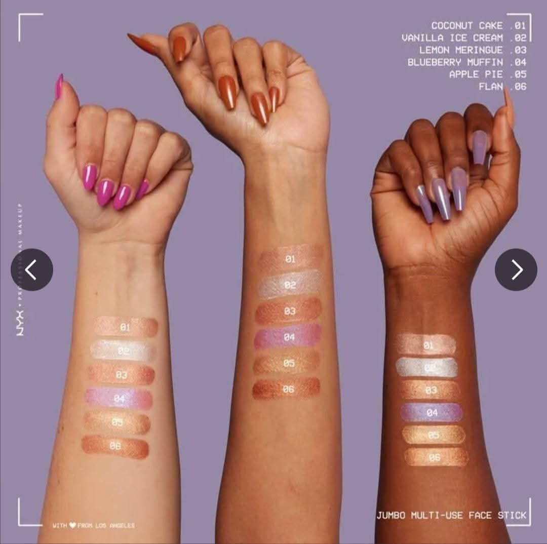 NYX Jumbo Multi-Use Face Stick (Category: Makeup) located in Manila. Submitted by jl.stuffph (Listing ID 1429299747, Image 3). Description: 🥰 NYX MULTI USE JUMBO FACE STICK 🥰 🧿690.00 pesos 🥳 ‼️AVAILABLE ON HAND‼️ ✨️ BRAND NEW & 💯 AUTHENTIC ✨️ 🔸️AVAILABLE SHADES 🔸️ 🔹️LEMON MERINGUE 🔹️COCONUT CAKE 🔹️APPLE PIE 🔹️VANILLA ICE CREAM Mode of Payment: 🧿GCASH 🧿BDO DISCLAIMER: Stuffaholic Corner is not affiliated or associated with any of the 