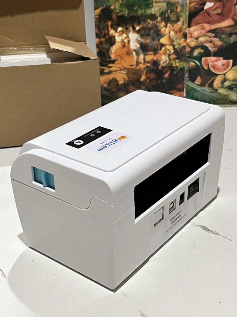 Officom Thermal Label Printer (Category: Printers, Scanners & Copiers) located in Antipolo. Submitted by pietroph.98 (Listing ID 1429181509, Image 2). Description: OFFICOM ZJ900 Waybill Printer A6 Size (USB + BLUETOOTH) - Print Comand - CPCL / TSPL command (ESC/POS command) - Print Method - Direct Line Thermal - Resolution - 203DPI (8dot/mm) - Media Sensor - Dual-media sensors: transmissive and reflective - One-dimensional code - UPC-A / UPC-E / 