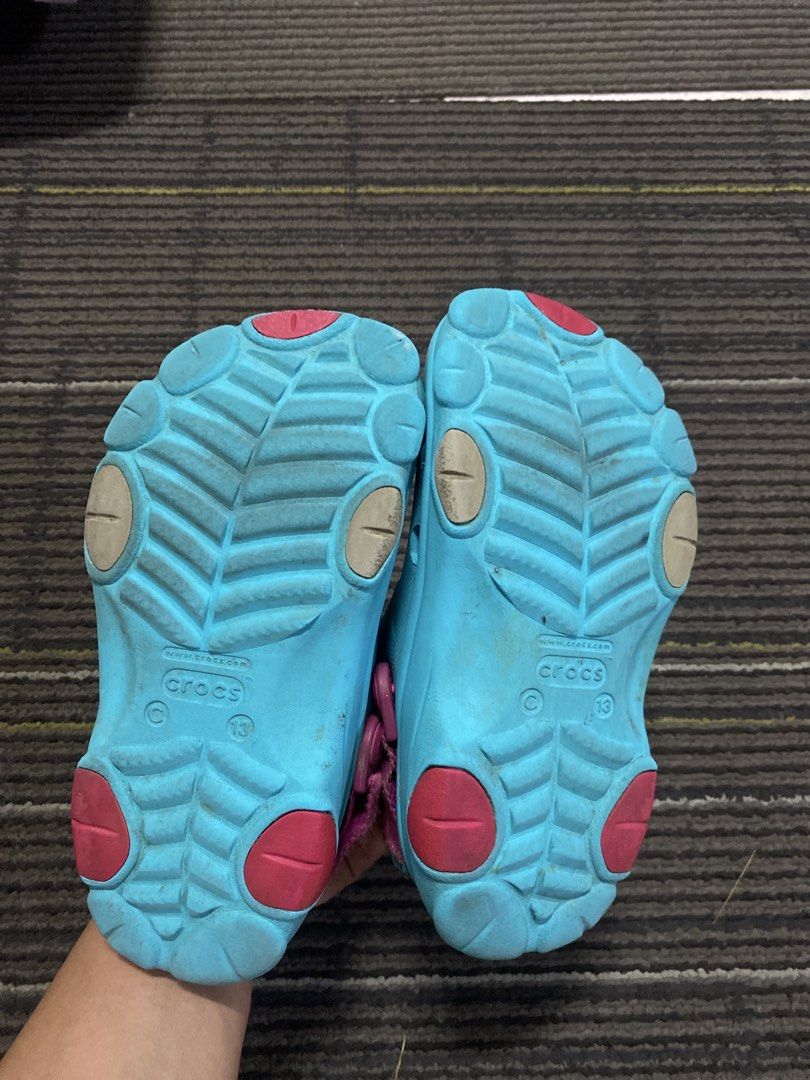 Orig Crocs Kids Clogs terrain c 13 (Category: Babies & Kids Fashion) located in Binan City. Submitted by casseyshoppe (Listing ID 1429188712, Image 2). Description: Selling orig crocs terrain clogs Jibbits not included C 13 See photos to appreciate Payment first thru gcash or bank transfer Sf c/o buyer via j&t or lalamove.