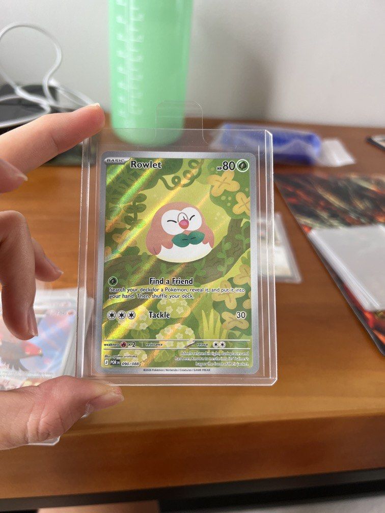 Rowlet Rarest Card Rowlet illustration rare perfect order Pokemon Card Meowth Starmie ...