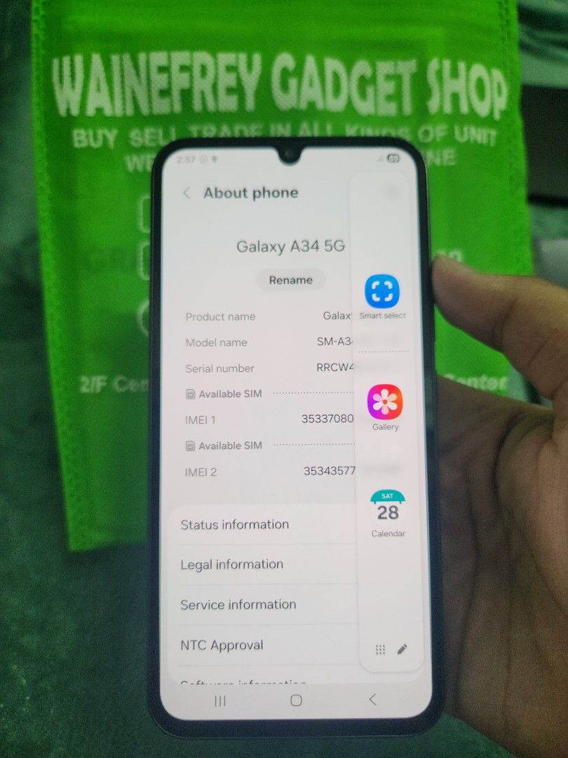SAMSUNG A34 5G 8/256 (Category: Samsung) located in San Juan City. Submitted by wainefreygadgetshop (Listing ID 1429304980, Image 2). Description: Samsung A34 5G 8/256 ALL GOODS AT WORKING NO REPAIR HISTORY GAMING PHONE PEDE PANG BACK UP PHONE SCREEN TESTED SIGNAL TEST CAMERA SOBRANG LINAW HONEST ISSUE ILALAGAY SA NOTE PARA AWARE KA! NOTE* *SEE POSTED PICTURES HINDI MASYADO MAKINIS Normal na yan sa 2ndhand di naman nakaka apekto sa smooth perform