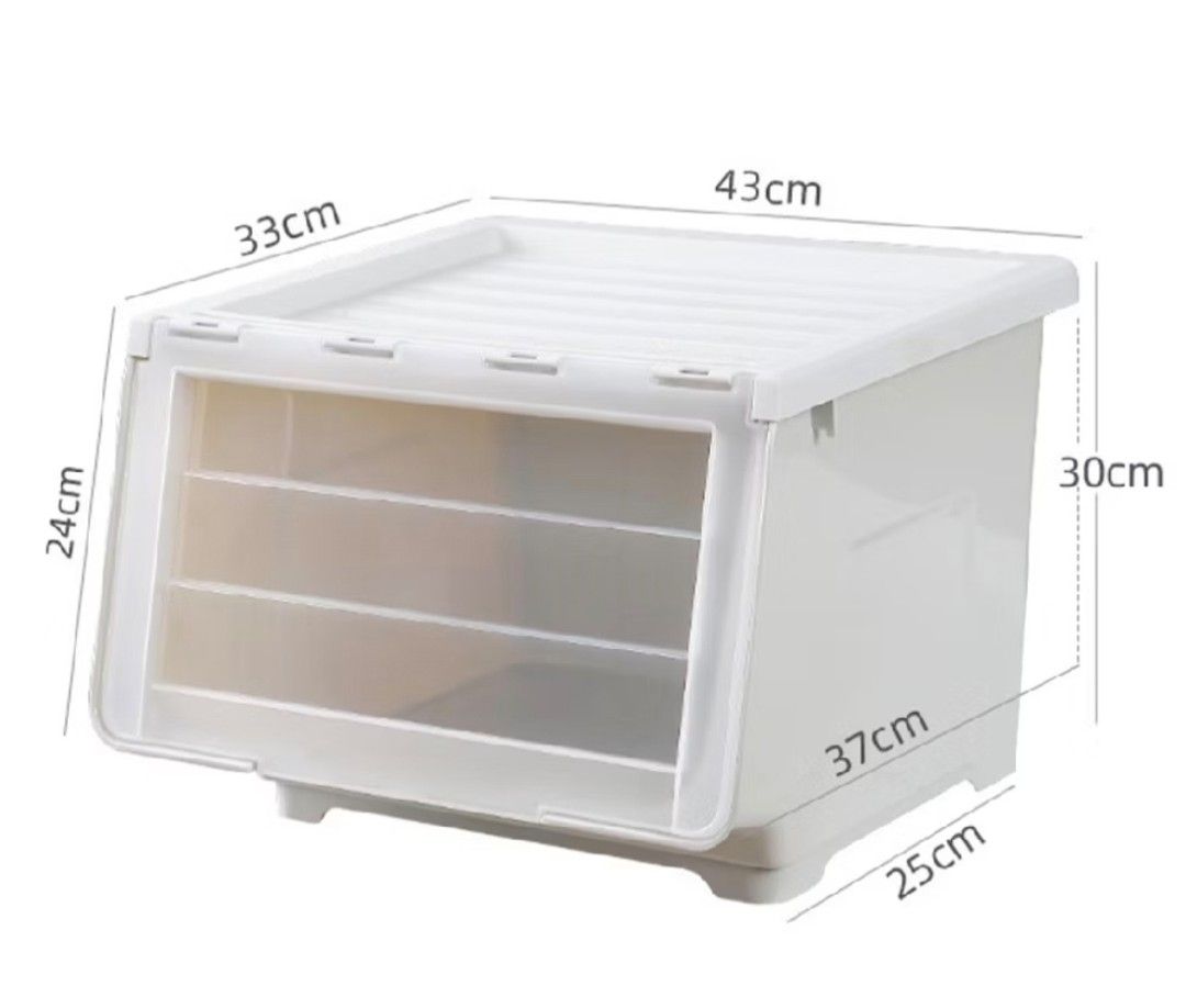Stackable Storage Box (Category: Storage Boxes & Baskets) located in Singapore. Submitted by growthmindset33 (Listing ID 1429242853, Image 2). Description: Storage boxes for clothes and other items. Can be used as drawers. Dimensions: 43cm (L) x 33cm (W) x 30cm (H) 1 for $10 4 for $30 Please arrange for own delivery..