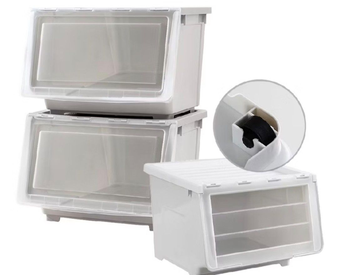 Stackable Storage Box (Category: Storage Boxes & Baskets) located in Singapore. Submitted by growthmindset33 (Listing ID 1429242853, Image 1). Description: Storage boxes for clothes and other items. Can be used as drawers. Dimensions: 43cm (L) x 33cm (W) x 30cm (H) 1 for $10 4 for $30 Please arrange for own delivery..