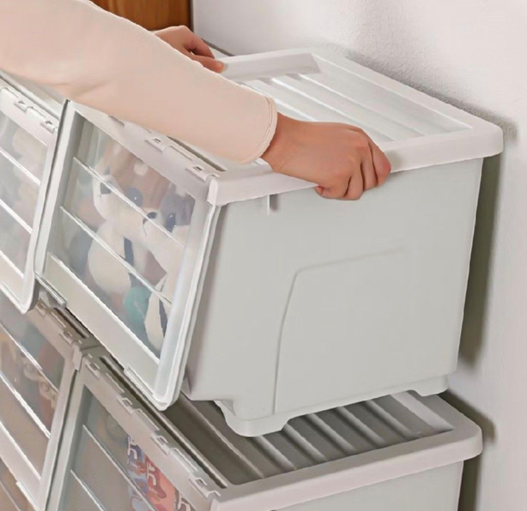 Stackable Storage Box (Category: Storage Boxes & Baskets) located in Singapore. Submitted by growthmindset33 (Listing ID 1429242853, Image 3). Description: Storage boxes for clothes and other items. Can be used as drawers. Dimensions: 43cm (L) x 33cm (W) x 30cm (H) 1 for $10 4 for $30 Please arrange for own delivery..