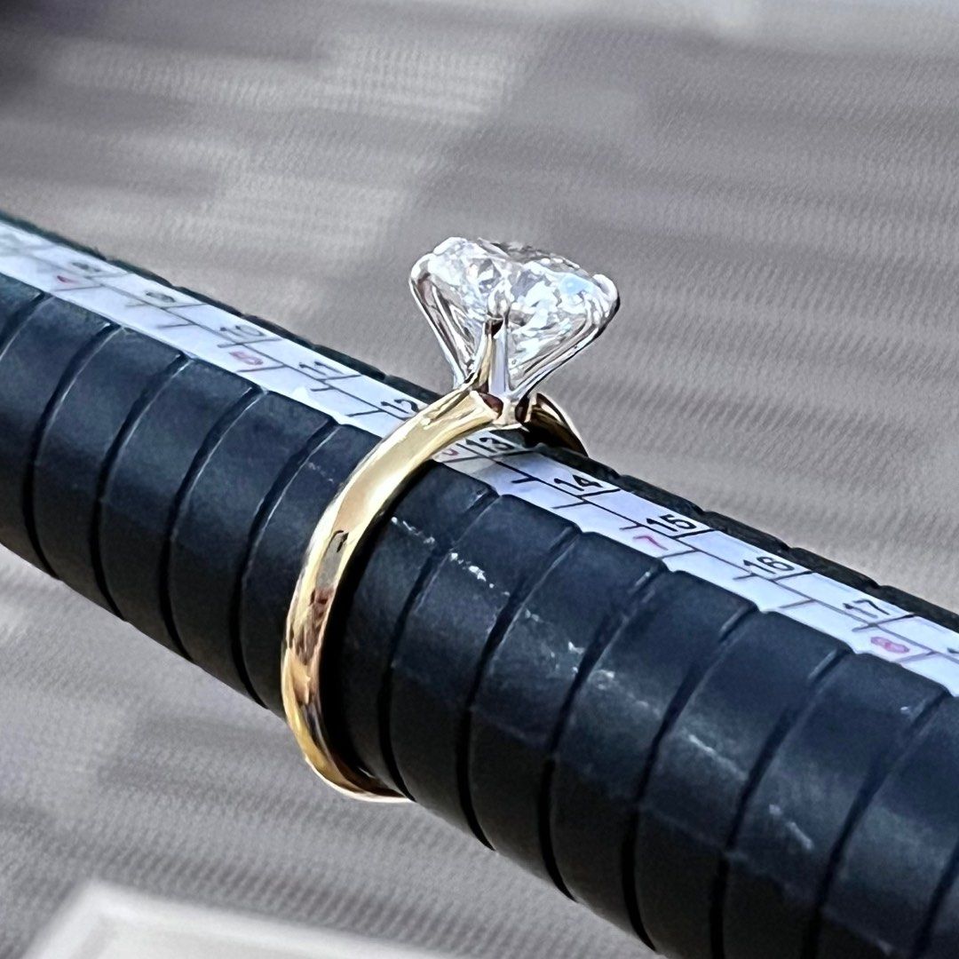 2ct lab grown diamond engagement ring Tiffany&Co solitaire setting (Category: Rings) located in Del Monte. Submitted by bellamente (Listing ID 1429358110, Image 3). Description: 2ct lab grown diamond solitaire Tiffany & Co solitaire setting 18k white gold prongs 18k yellow gold band Size 6 IGI Certificate 98,500.00 only .