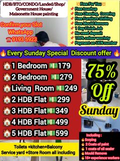 Today's Booking Your Slot & Save $350 - $400#Sunday Special Discount#cheap Painter & Painting Services# HDB#BTO#Reasal#Rental#CONDO#SHOP#OFFICE#HOSPTAl#CLINIC#LANDED#MaisonettesHouse Painting#Plastering#Touchup Plaster#2Room#3Room#4room#5 Room House Painting#plastering#Door & Door Frame Painting Services#Pipe Painting#Door Varnish#Epoxy#Flack Epoxy#Grouting#vinyl Install#Parquet Polish#Marbale Polish # Manpower#Toilets  & Kitchen Ceiling Paint#wall Papaer Remove#Free Touchup#free Cleaning,  Covering, Shifting # Nippon Paint#Dulex Paint#Lime Wash Painting# 1 Year Warranty #100% Smooth Job#Painting Services Provide All Over Singapore 🇸🇬  Collection item 3