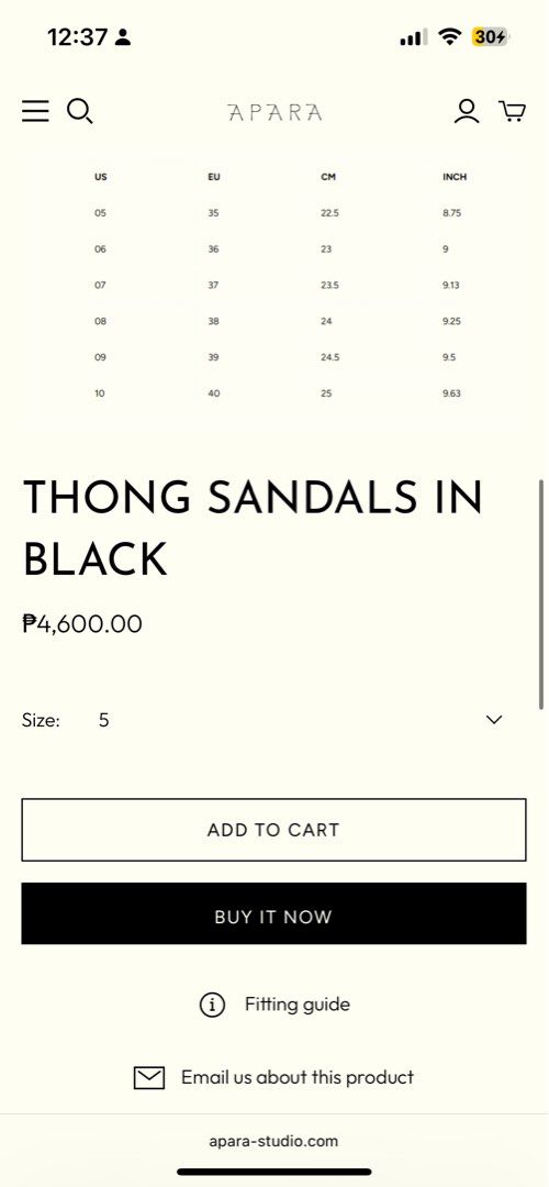 APARA Thong Sandals in Black (Category: Flats & Sandals) located in Manila. Submitted by sehawt (Listing ID 1429370281, Image 3). Description: Rfs: decluttering RetIls for 4,600 Selling for 1k.