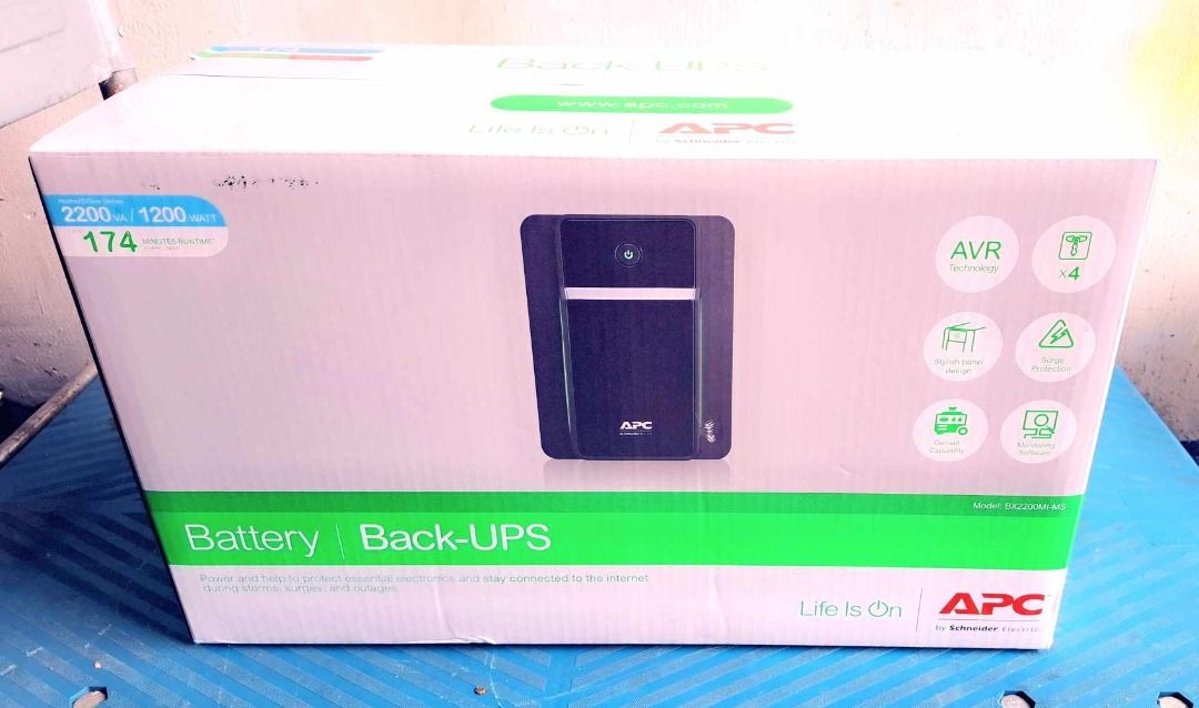 APC 2200 Back UPS (Category: Office & Business Technology) located in Caloocan City. Submitted by wildowl.a9e81b (Listing ID 1429397283, Image 1). Description: APC Back - UPS 2200 "BX2200MI-MS 2200VA / 1200W | Line Interactive | Mini Tower | LED | 230Vac | Circuit Breaker | 4 - Universal Port Availability: Very Limited Stocks Warranty: 2 years NOTE: Above quoted prices are subject to change without prior notice.