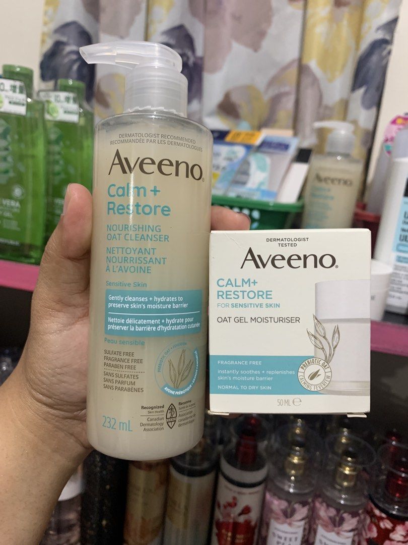 Aveeno Calm + Restore Oat Cleanser & Moisturizer (Category: Face Care) located in Santiago. Submitted by melanyas.fab.finds (Listing ID 1429500316, Image 1). Description: .