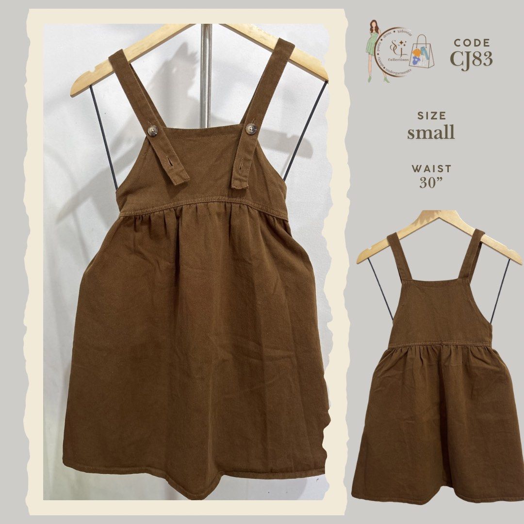 Brown Overall Jumper Dress - Small (Category: Dresses) located in Rizal. Submitted by scjcollections (Listing ID 1429436196, Image 1). Description: Washed and ready to wear. Location: Cainta, Rizal Sf shouldered by the buyers.