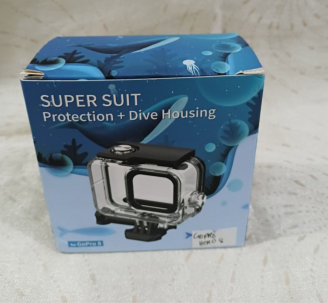 GoPro Super Suit Protection + Dive Housing (Category: Other Sports Equipment and Supplies) located in Manila. Submitted by cutiecie (Listing ID 1429405948, Image 1). Description: GoPro Hero 8 Waterproof Dive Housing Case – Super Suit Protection Durable waterproof dive housing case designed for GoPro HERO8 Black, perfect for underwater photography, snorkeling, and diving. Provides full protection against water, dust, and impact while maintaining c