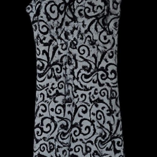 Kai Sparte Straight Dress (Category: Dresses) located in Bacoor. Submitted by pamelott (Listing ID 1429343118, Image 3). Description: Design: Straight-cut, relaxed silhouette that falls loosely from the bust down Straps: Thin spaghetti straps for a light, airy feel Neckline: Soft scoop neckline Pattern: Elegant black swirling vine or scroll pattern over a light gray base Length: Appears mid-calf to ankle length (depending on height) Fabric feel: 