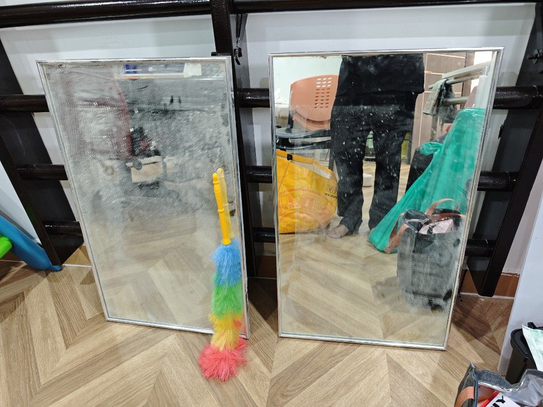 Large Rectangular Mirror with Silver Frame (Category: Mirrors) located in Kuala Lumpur. Submitted by ebcde (Listing ID 1429425443, Image 1). Description: Large rectangular mirror with a silver frame. The mirror has a clear reflection surface. The back of the mirror has a green tint. Suitable for various uses, such as a dressing mirror or decorative piece. Price per piece. in stock 2 piece. Negotiable..