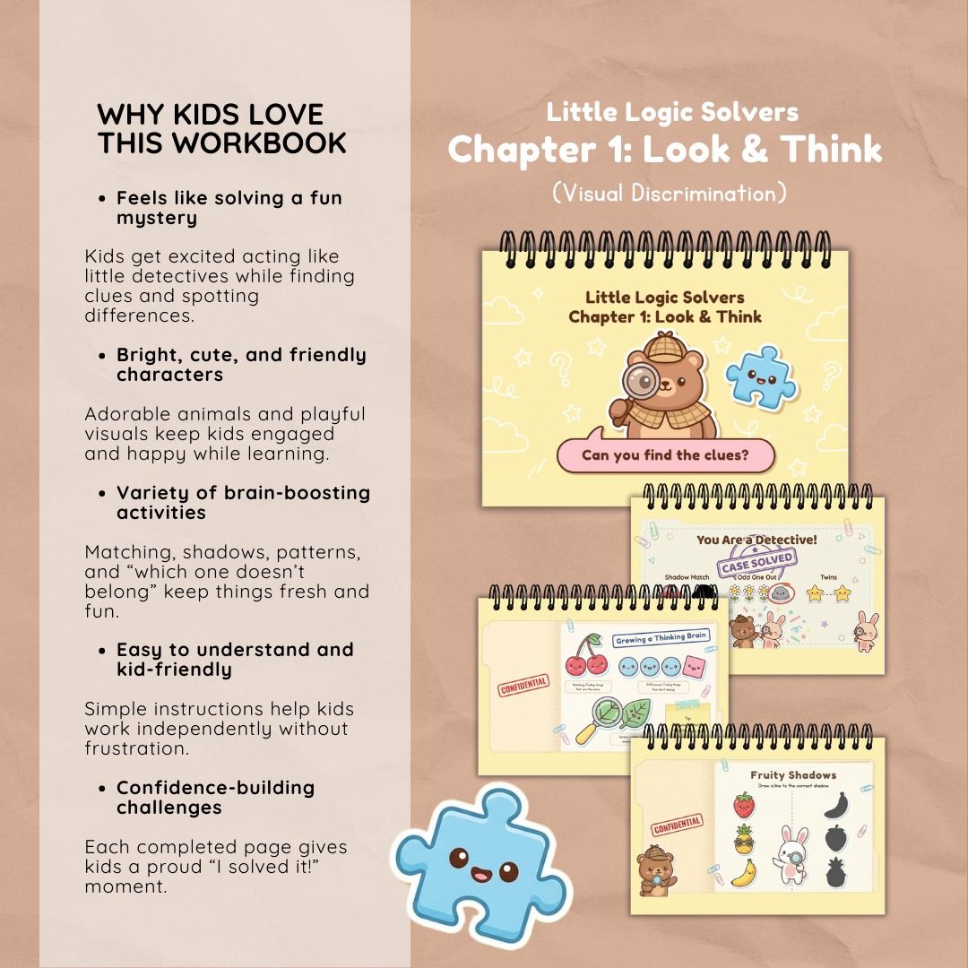 Little Logic Solvers | Kids Thinking Skills Workbook Bundle PDF | Printable Brain Activities (Category: Children's Books) located in Cebu City. Submitted by vminkook95 (Listing ID 1429417704, Image 2). Description: Little Logic Solvers 🧩✨ Boost your child’s thinking skills through fun and engaging activities. Little Logic Solvers is a printable workbook designed to help kids develop logical thinking, problem-solving skills, and focus through int
