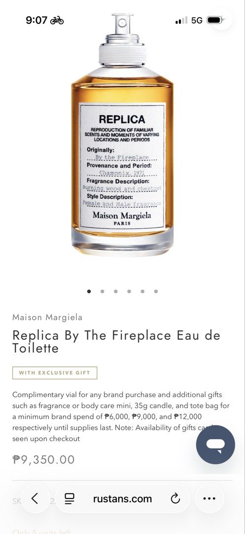 Maison Margiela Replica By The Fireplace 100ml (Category: Fragrance & Deodorants) located in Quezon City. Submitted by chuck427 (Listing ID 1429341927, Image 2). Description: FOR SALE! Replica By the Fireplace AUTHENTIC FROM US 100ml Sealed (never been opened) Location: BGC Mall price at 9k++.
