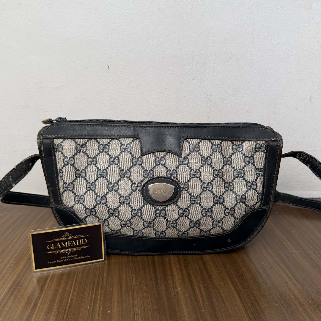 Pre Owned Authentic GUCCI GG Vintage Bag (Category: Luxury Bags & Wallets) located in Paranaque City. Submitted by Glamfahd (Listing ID 1429347802, Image 1). Description: Pre Owned Authentic GUCCI GG Bag Inclusion/s: None Condition Well Used condition Marks on exterior Marks on interior Dirt on exterior Silver zipper puller conmected to the main zipper closure has been removed but still useable. Bag is really a great buy! Please manage your expec